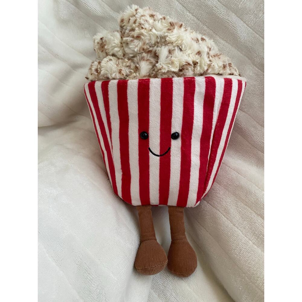 Jellycat Amuseable Popcorn Plush | Small Red White Striped NWOT | RARE